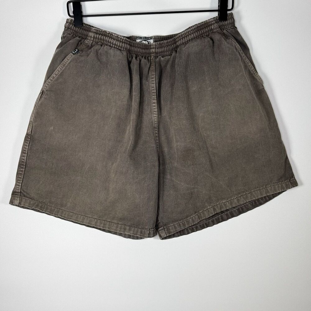 Malibu Shirts Mens Large Shorts Brown Aloha Elastic Waist Drawstring Hawaiian‎